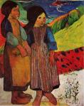 1889, Breton Girls by the Sea, გოგონები ბრეტანიდან. პოლ გოგენი. Paul Gauguin
