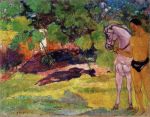 1891, ვანილის ჭალაში, კაცი ცხენით. პოლ გოგენი. Paul Gauguin